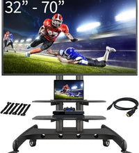 Blue Key World Mobile TV Stand with Large Wheels for 32 to 70 Inch Flat Screens - Rolling TV Stand, Adjustable Height - Indoor/Outdoor TV Stand, Portable Standing Mount - TV Cart Monitor Floor Stand