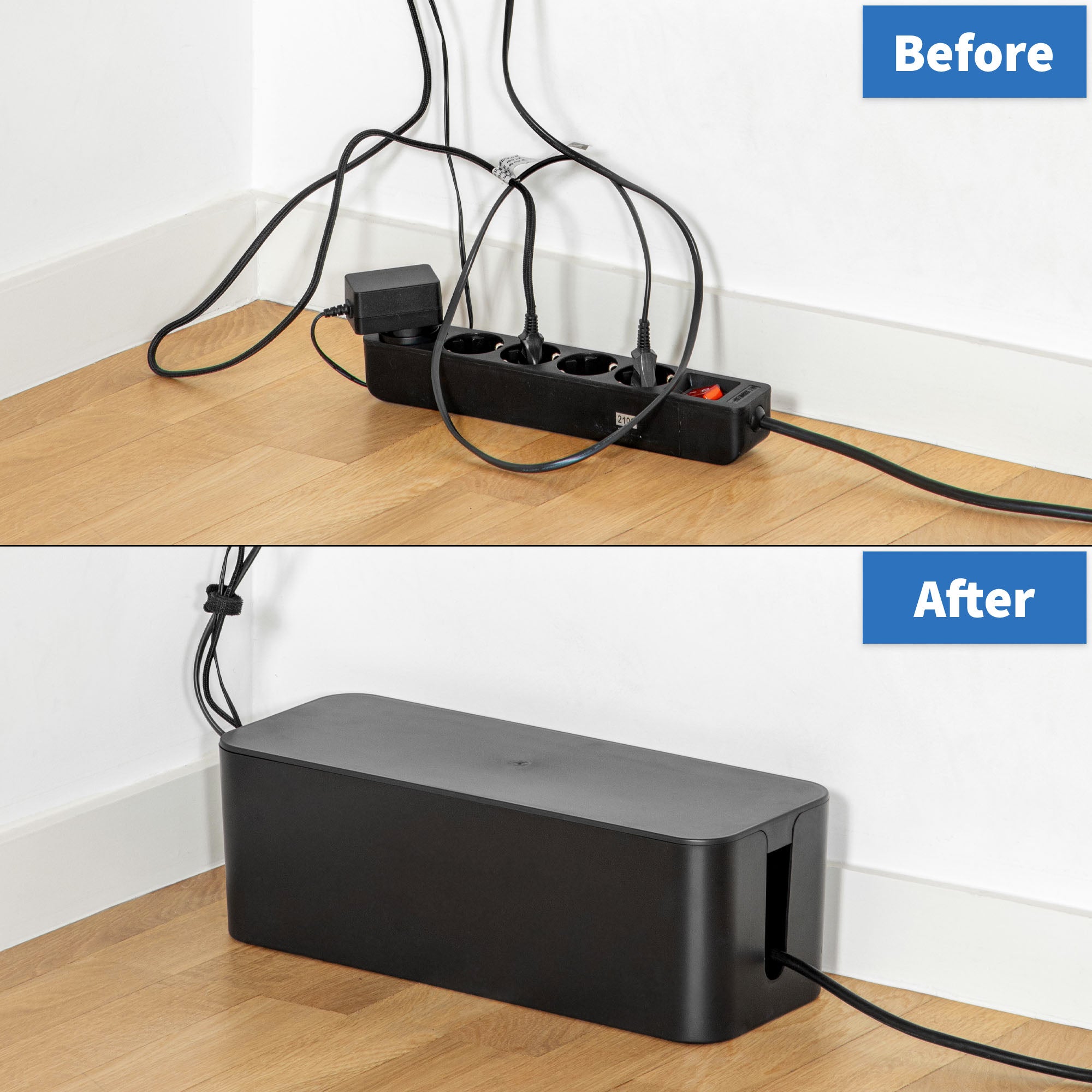 Cable Management Box, Power Strip Cover (15.94 x 5.31 Inches)
