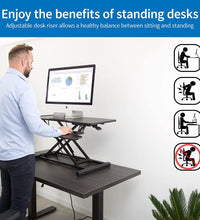Blue Key World Standing Desk Converter, Home/Office Adjustable Standing Desk Converter, Desktop Computer Sit to Stand Desk, Work Station Desk Riser for Standing or Sitting, Stand Up Desk Riser, Black